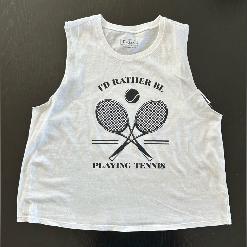 NWT - I’D RATHER BE PLAYING TENNIS Sleeveless T-Shirt.